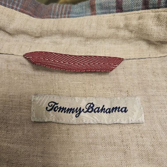 Tommy Bahama Linen Madras Plaid Multicolor Button Up Shirt Men Sz XL Long Sleeve - Picture 4 of 8